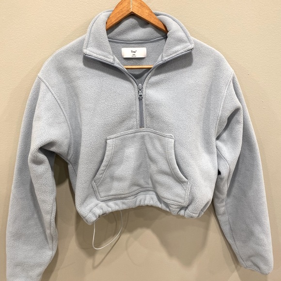 Blue fleece Aritzia/TNA lena 1/4 sweater